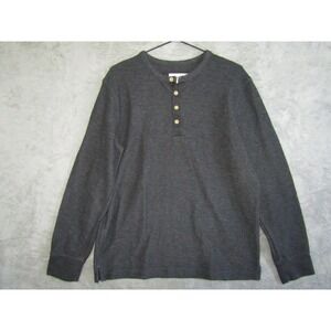 Goodfellow Co Dark Gray Long Sleeve Henley Shirt Men Size L Standard Fit